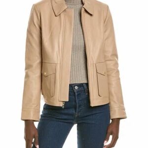 Cole Haan Women's Tan Leather Zip Front Jacket ~ XXL